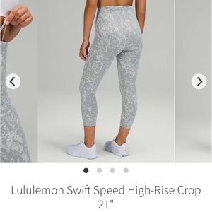 Lululemon Swift Speed HR Crop 21” Size 6